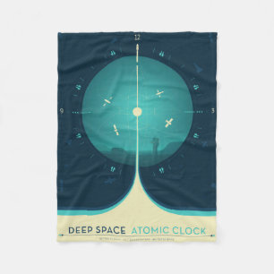 Deep Space Atomic Clock Poster, Blue Version. Fleece Blanket