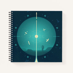 Deep Space Atomic Clock Poster, Blue Version. Notebook