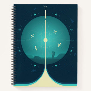 Deep Space Atomic Clock Poster, Blue Version. Notebook