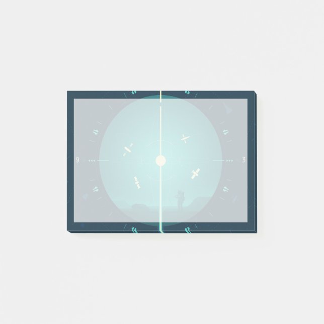 Deep Space Atomic Clock Poster, Blue Version. Post-it Notes (Front)