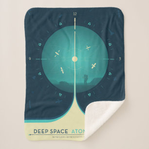 Deep Space Atomic Clock Poster, Blue Version. Sherpa Blanket