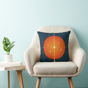 Deep Space Atomic Clock Poster, Orange Version. Cushion