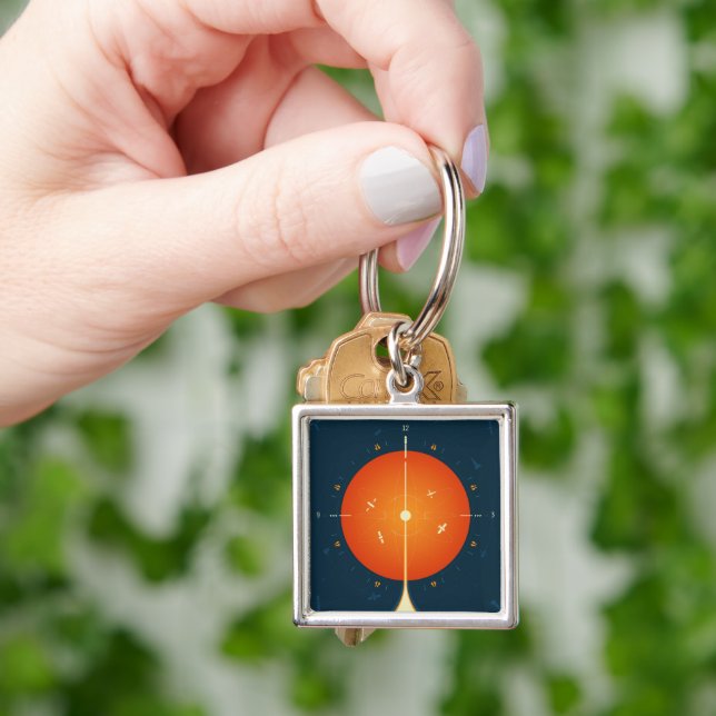 Deep Space Atomic Clock Poster, Orange Version. Key Ring (Hand)