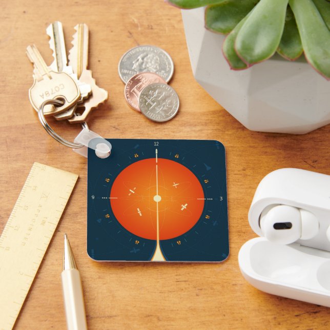 Deep Space Atomic Clock Poster, Orange Version. Key Ring (Desk)