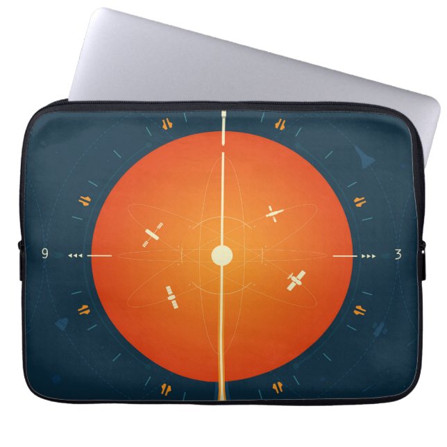 Deep Space Atomic Clock Poster, Orange Version. Laptop Sleeve (Front)