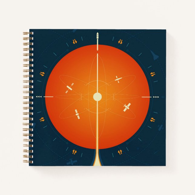 Deep Space Atomic Clock Poster, Orange Version. Notebook (Front)