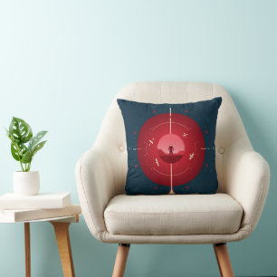 Deep Space Atomic Clock Poster, Red Version. Cushion