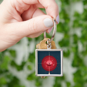 Deep Space Atomic Clock Poster, Red Version. Key Ring