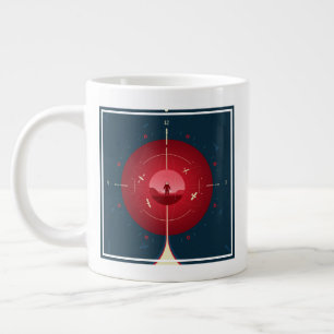 Deep Space Atomic Clock Poster, Red Version. Large Coffee Mug