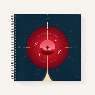 Deep Space Atomic Clock Poster, Red Version. Notebook