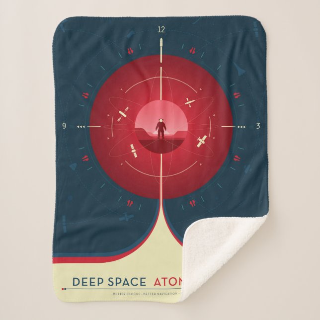 Deep Space Atomic Clock Poster, Red Version. Sherpa Blanket (Front)