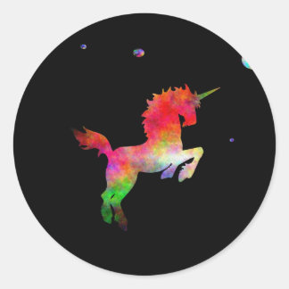 Deep Space Multi-hued Unicorn Classic Round Sticker