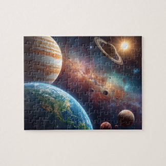 Deep Space Planets Nebula Jupiter Earth Jigsaw Puzzle