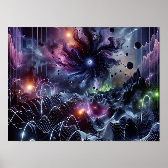 Deep Space Radio Energy Waves Sci-fi Poster (Front)