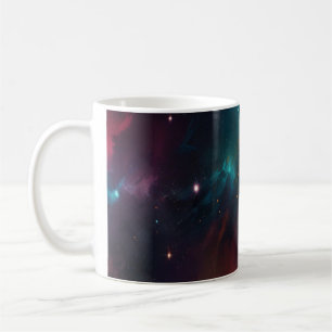 Deep Space Teal and Orange Nebula Cosmic Art Mug