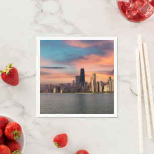 Deep Sunset Chicago  Napkin
