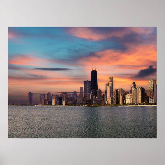 Deep Sunset Chicago Print Poster Paper (Matte) (Front)