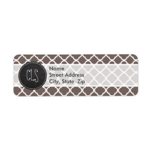 Deep Taupe Quatrefoil; Vintage Chalkboard look Return Address Label