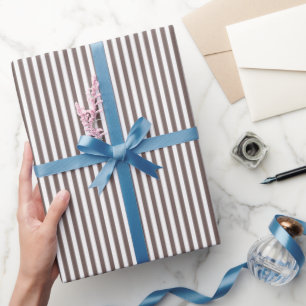 Deep Taupe & White Stripes Wrapping Paper