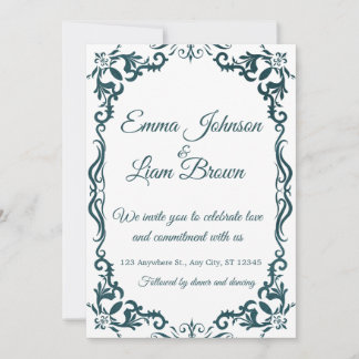 Deep Teal Blue Talavera Mexican Wedding Invitation
