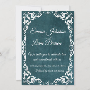 Deep Teal Blue Talavera Mexican Wedding Invitation