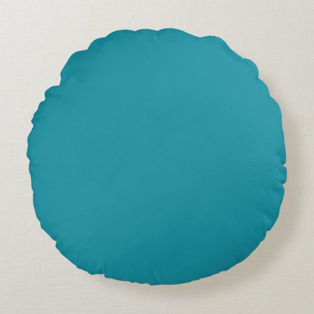 Deep Teal (Blue/Turquoise) Colour Round Cushion (Front)