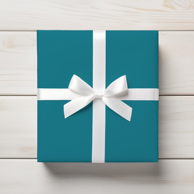 Deep Teal Blue Turquoise Peacock Solid Colour Wrapping Paper (Creator Uploaded)