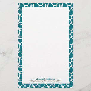 Deep Teal Giraffe Pattern Stationery