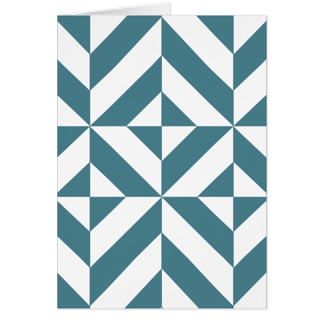Deep Teal Green Geometric Deco Cube Pattern (Front)