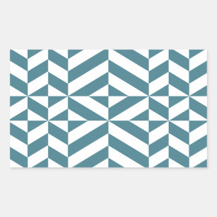 Deep Teal Green Geometric Deco Cube Pattern Rectangular Sticker