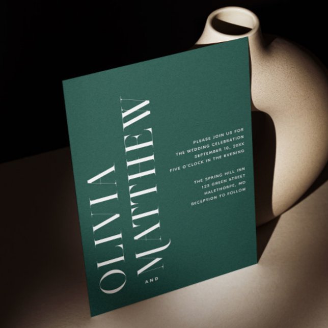 Deep Teal Green Nature Wedding | Photo + QR Code Invitation (Creator Uploaded)