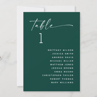 Deep Teal Green Wedding Seating Chart. Boho Forest Invitation