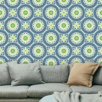 Deep Teal Lime Green Modern Bohemian Geometric 