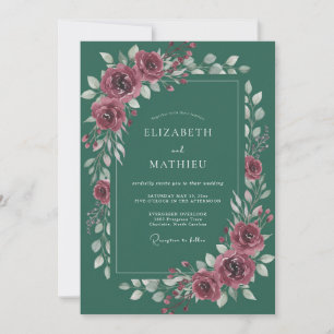 Deep Teal Majestic Forest Wedding Invitation
