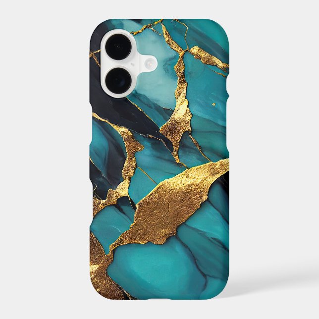 Deep Teal Marble with Bold Gold Veins (Back)