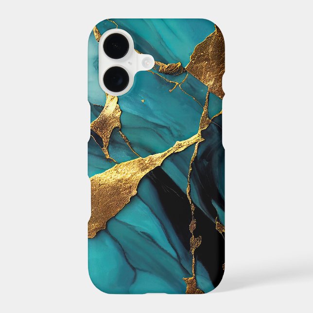 Deep Teal Marble with Bold Gold Veins (Back)