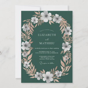 Deep Teal Petal Wedding Invitation
