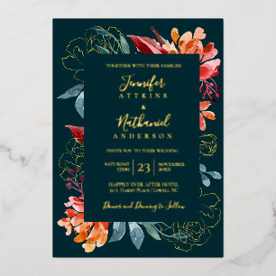Deep Teal Rust Orange Fall Wedding