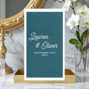 Deep Teal Script Minimalist Wedding Napkin