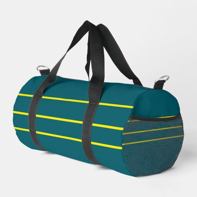 Deep Teal With Yellow Overnight  Duffle Bag (Right Corner)