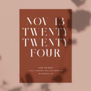 Deep Terracotta Wedding Fall Minimalist Modern Save The Date