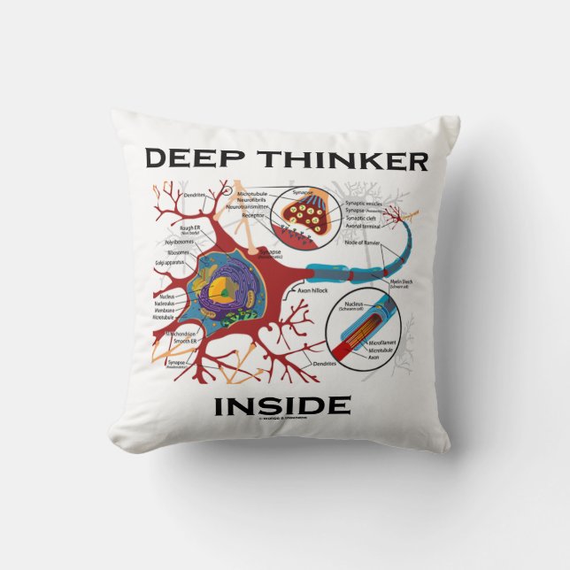 Deep Thinker Inside (Neuron Synapse) Cushion (Front)