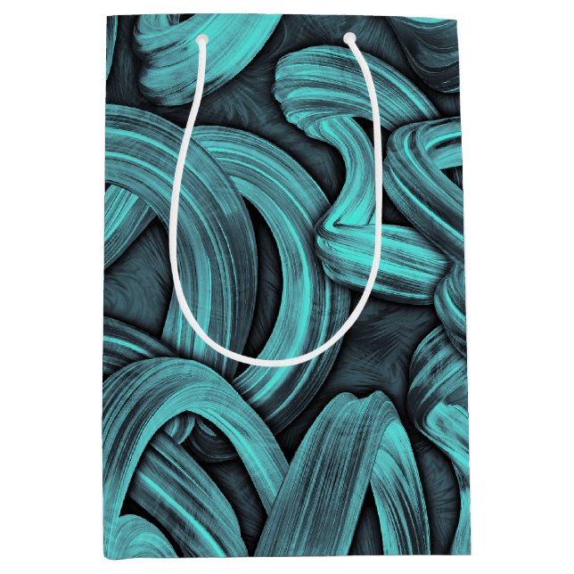 deep thought - black and teal : medium gift bag (Front)