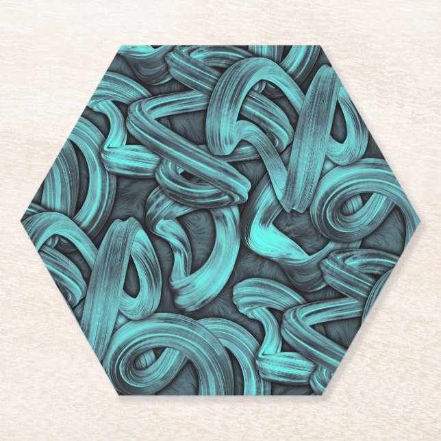 deep thought - black and teal : paper coaster (Front)