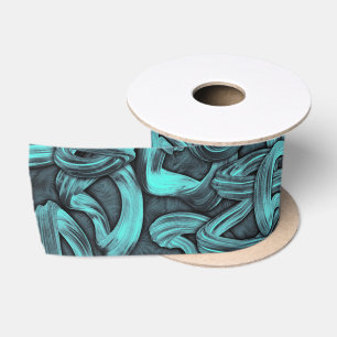 deep thought - black and teal : satin ribbon