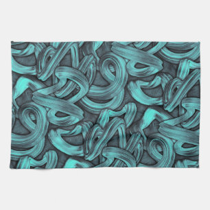 deep thought - black and teal : tea towel