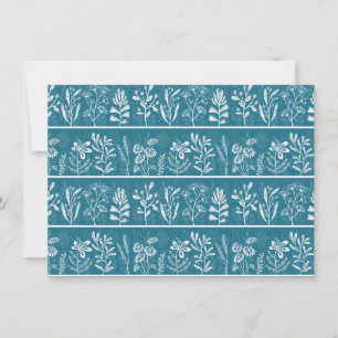 Deep Turquoise Blue Botanical Herbarium Plants Card