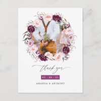 Deep Velvet & Blush Pink Floral Wedding Thank You