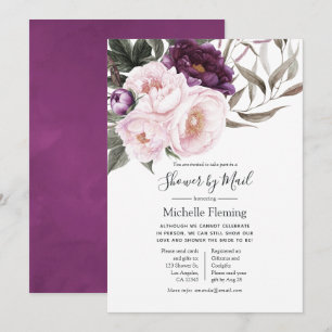 Deep Velvet Floral Baby or Bridal Shower by Mail Invitation