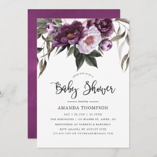 Deep Velvet Floral Baby Shower Invitation